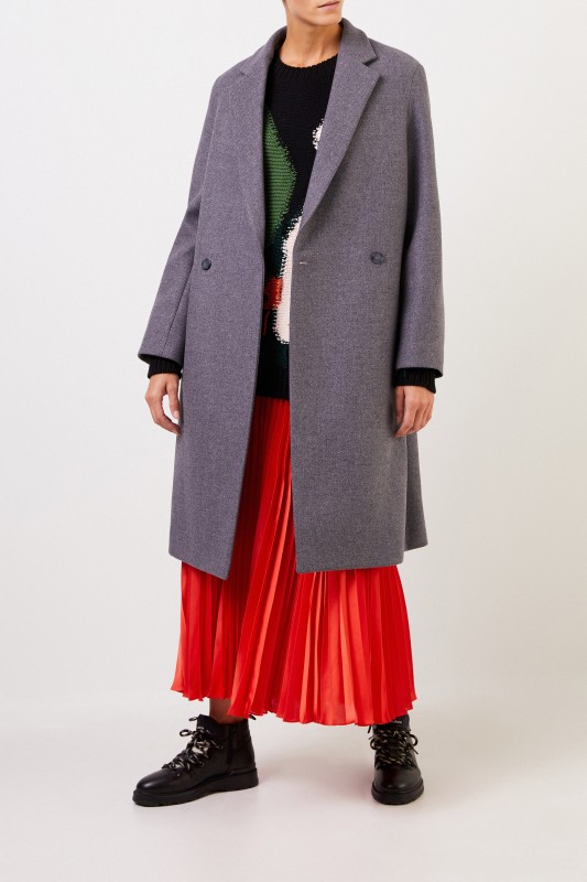 Stella McCartney Langer Woll-Mantel Grau