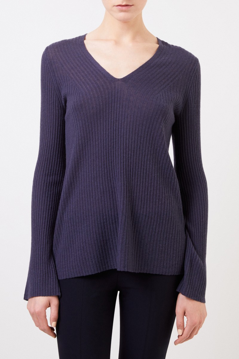 Vince Woll-Cashmere-Pullover Taubenblau