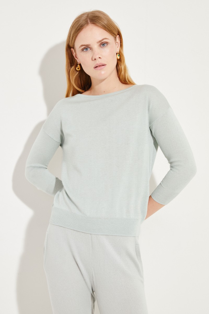 Seiden-Cashmere-Pullover Salbei