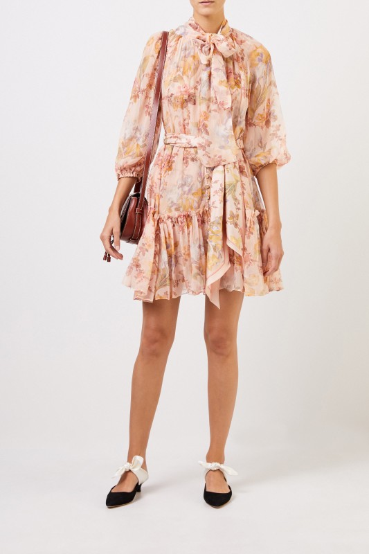 Zimmermann Zweiteiliges Seidenkleid mit floralem Print Multi