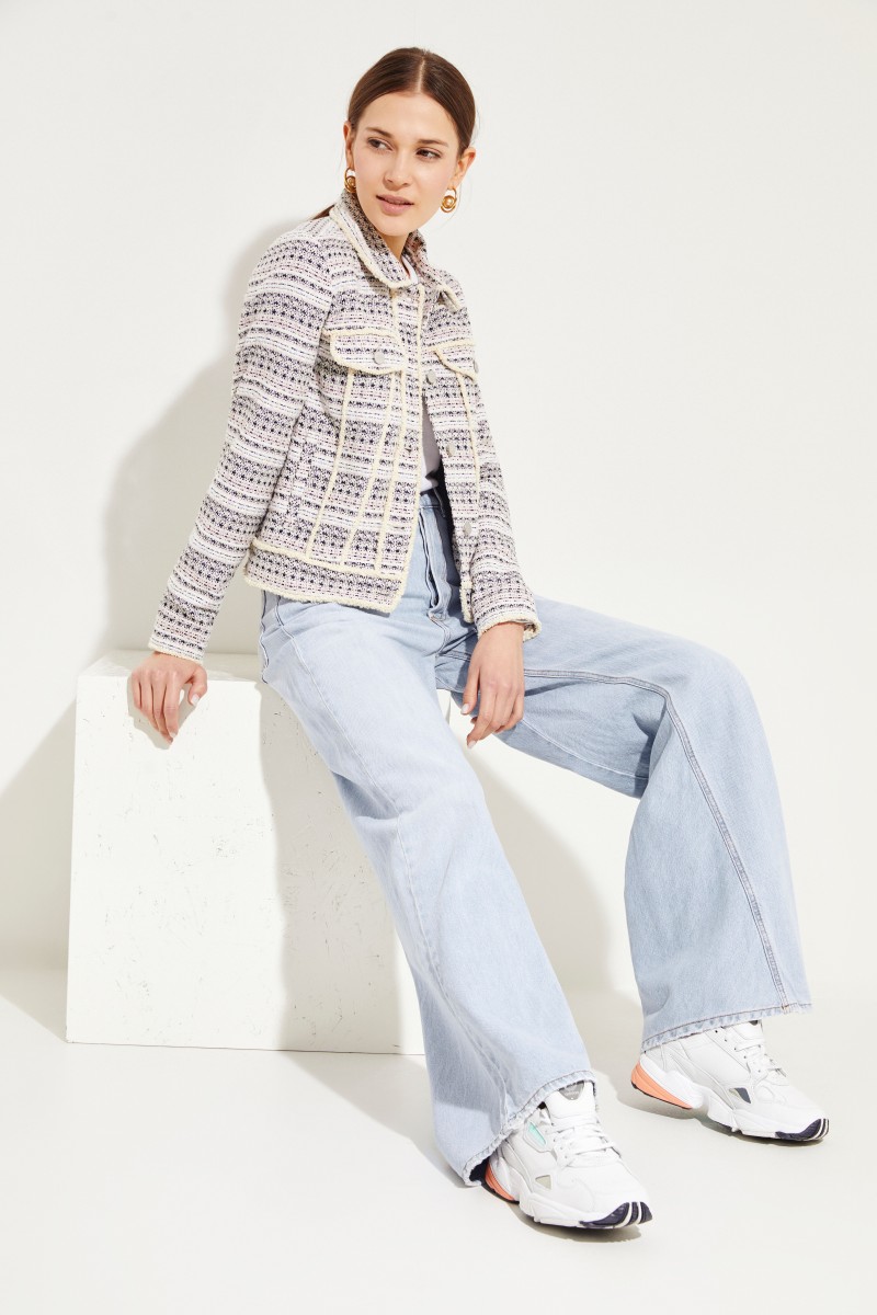 Tweed-Jacke mit Paillettendetails Multi