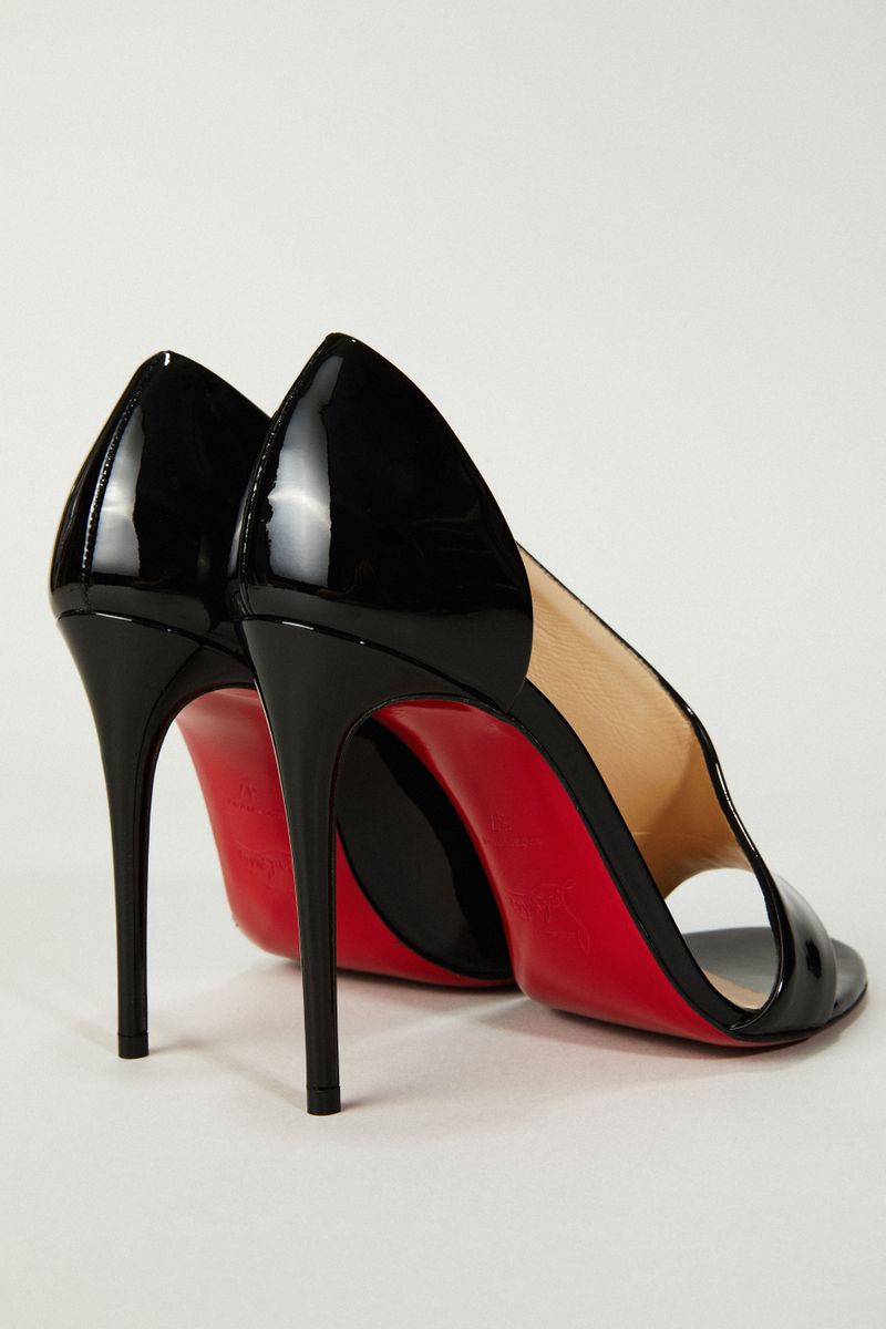 Lackleder-Peeptoe 'Phoebe' Schwarz