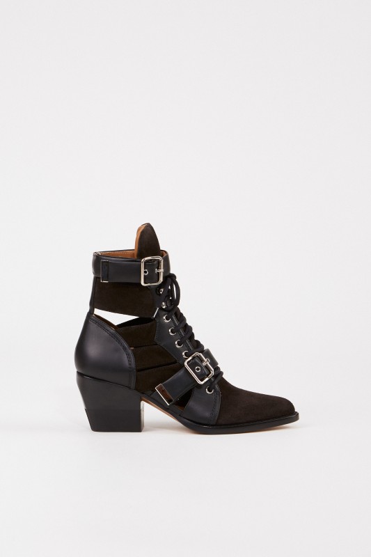 Chloé Veloursleder-Ankle-Boots 'Rylee' Schwarz/Braun