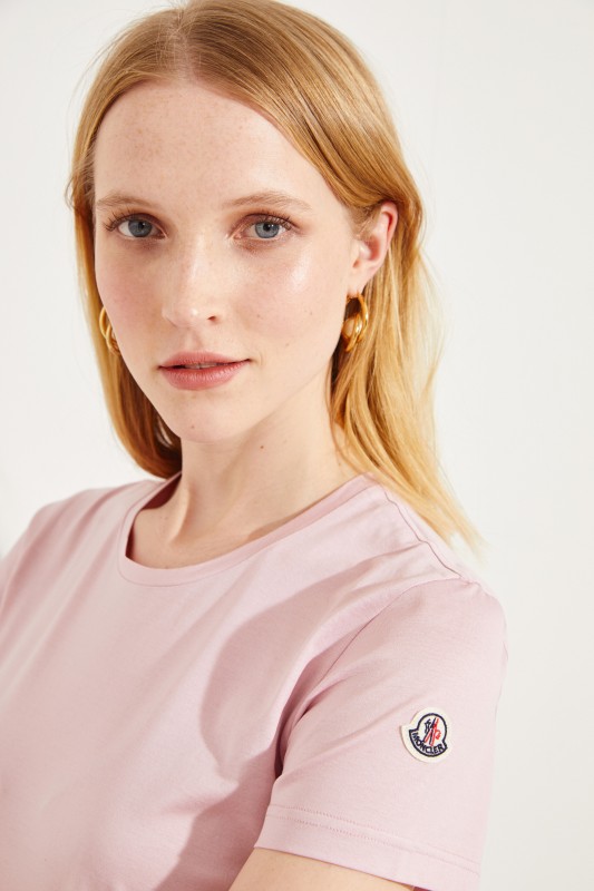 Baumwoll-Shirt mit Logo Rosé