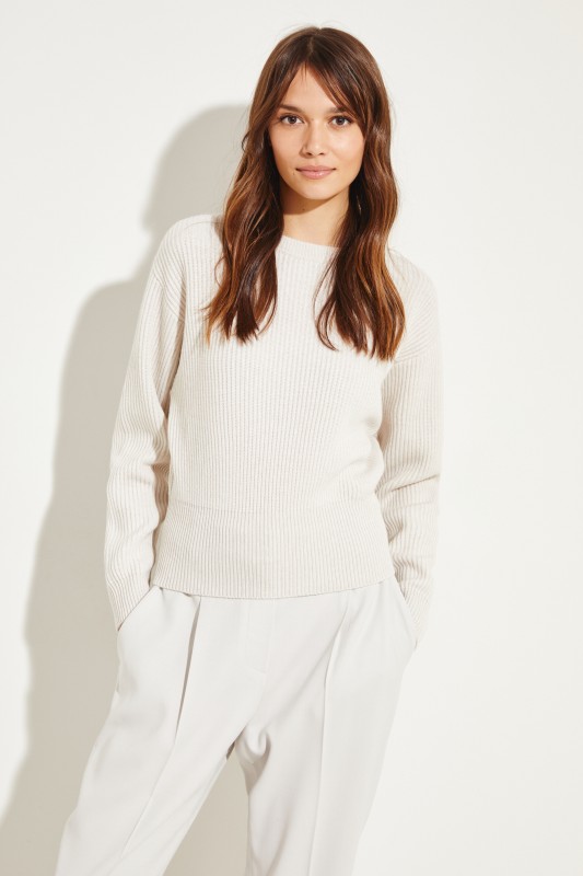 Brunello Cucinelli Rippstrick Cashmere-Pullover Beige