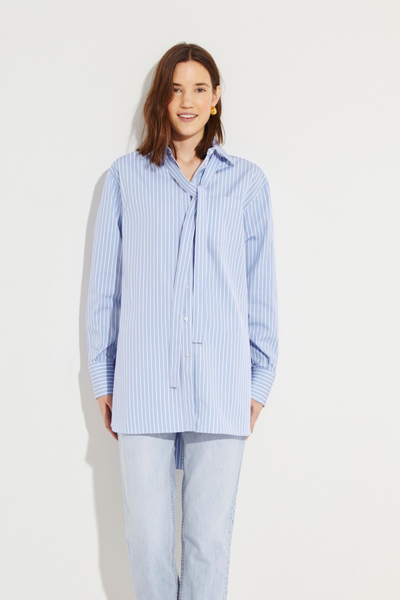 Gestreifte Oversize-Bluse Marineblau/Weiß