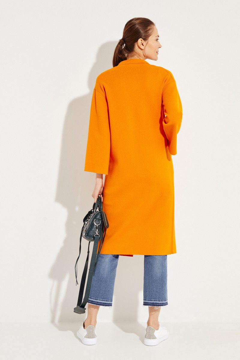 Langer Strick-Mantel Orange