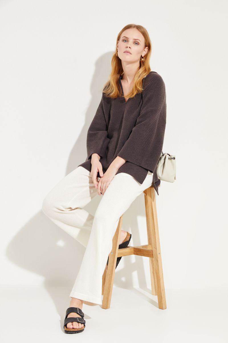 Oversize Woll-Cashmere-Pullover Braun