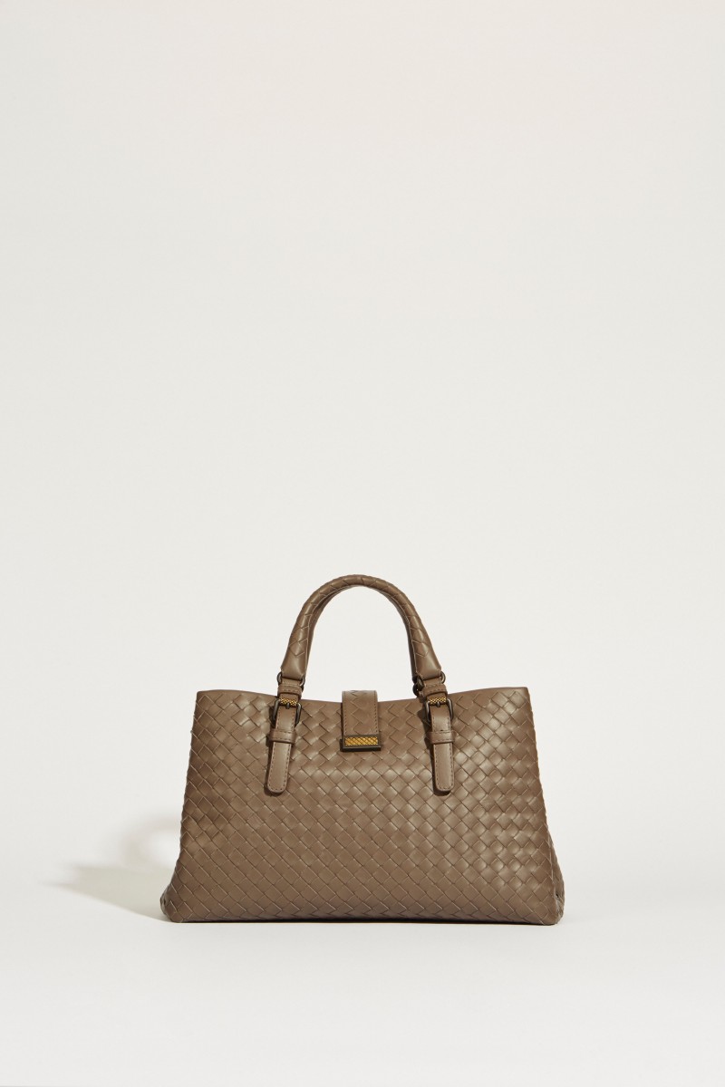 Geflochtene Tasche 'Roma Medium' Taupe
