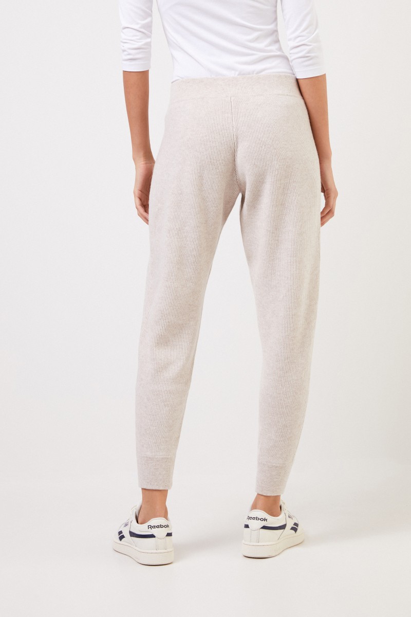 Brunello Cucinelli Cashmere-Jogginghose mit Perlenverzierung Beige