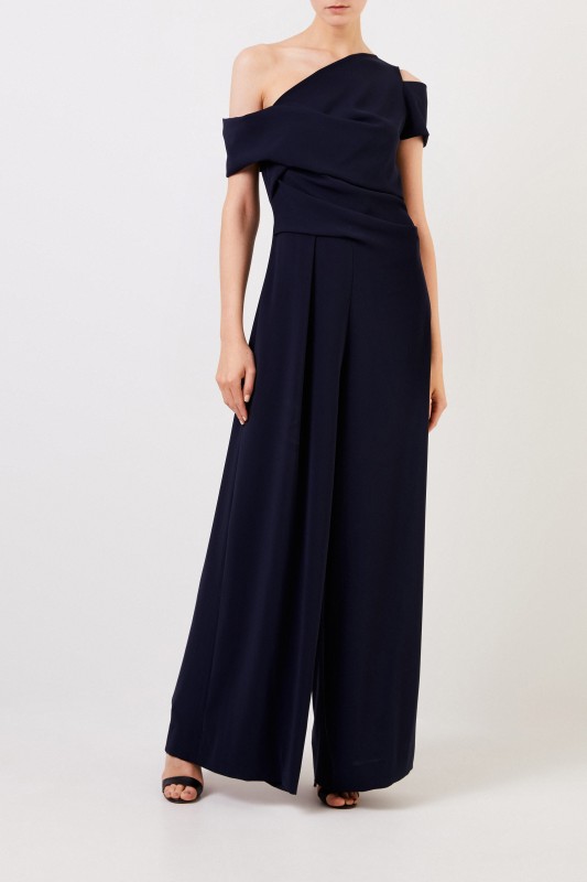 One-Shoulder Jumpsuit Marineblau
