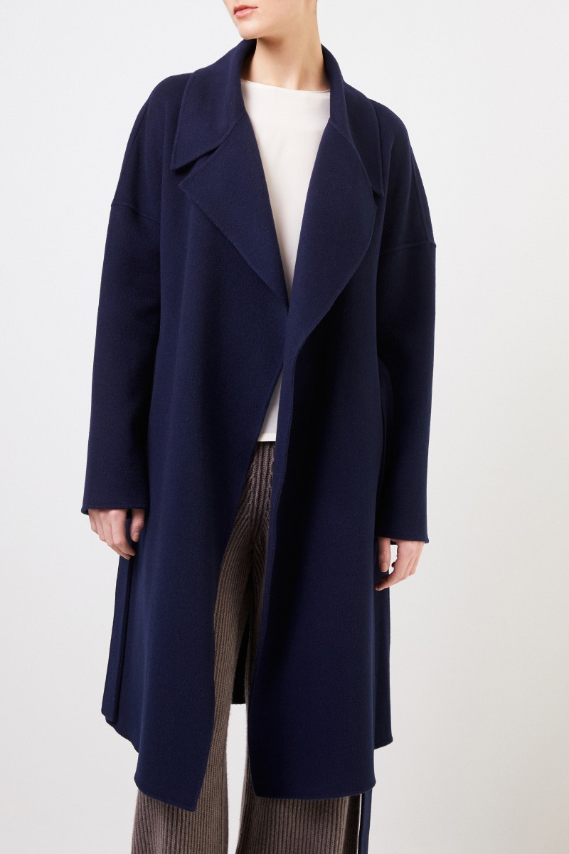 Cashmere-Mantel 'Eirin' mit Gürtel Blau