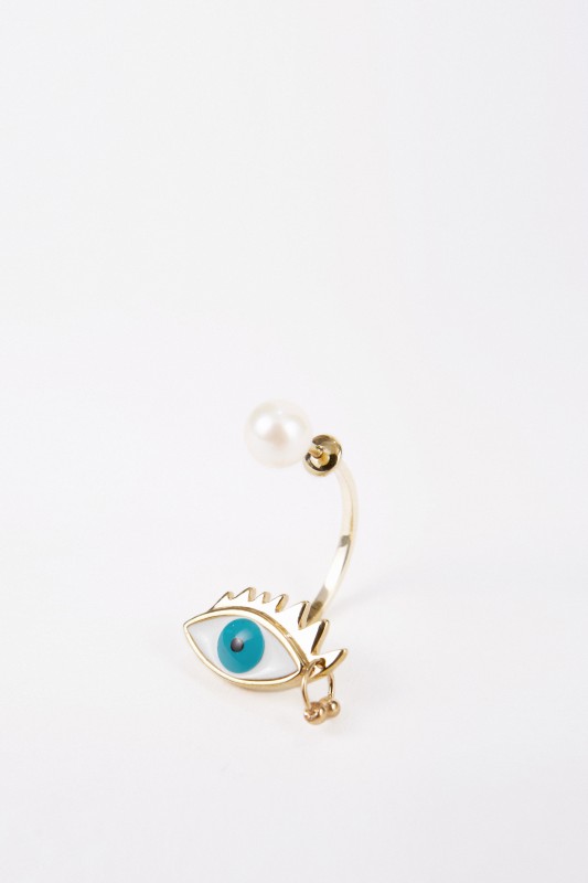 Delfina Delettrez Ohrring 'Eye Piercing' Gold/Türkis