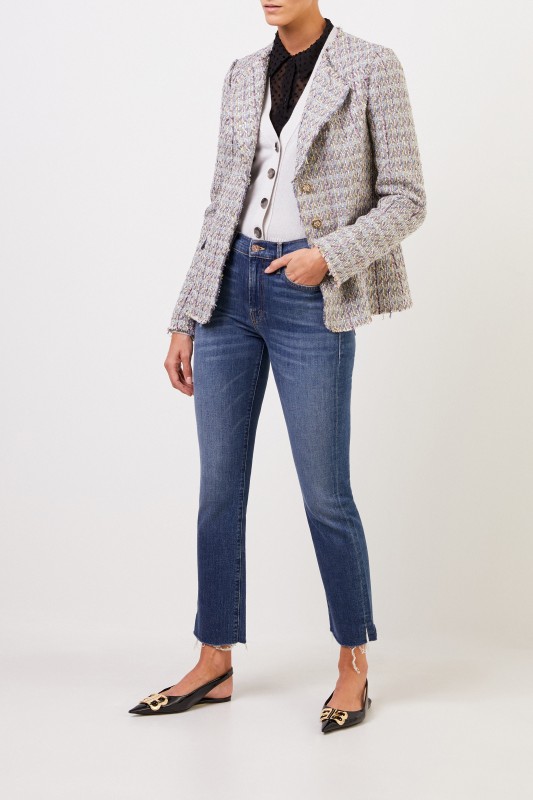 Brock Collection Tweed-Blazer mit Knopfdetails Hellblau/Multi