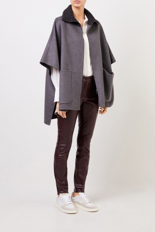 Fabiana Filippi Woll-Cashmere Cape mit Paillettendetails Anthrazit
