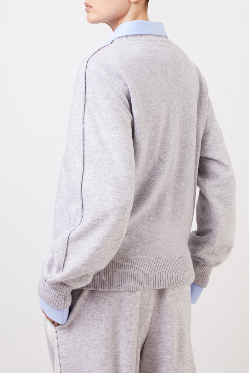 Klassischer Cashmere-Pullover Hellgrau