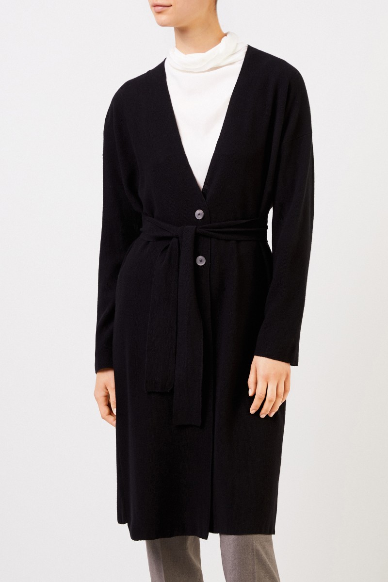 Fabiana Filippi Woll-Seiden-Cardigan mit Gürtel Schwarz