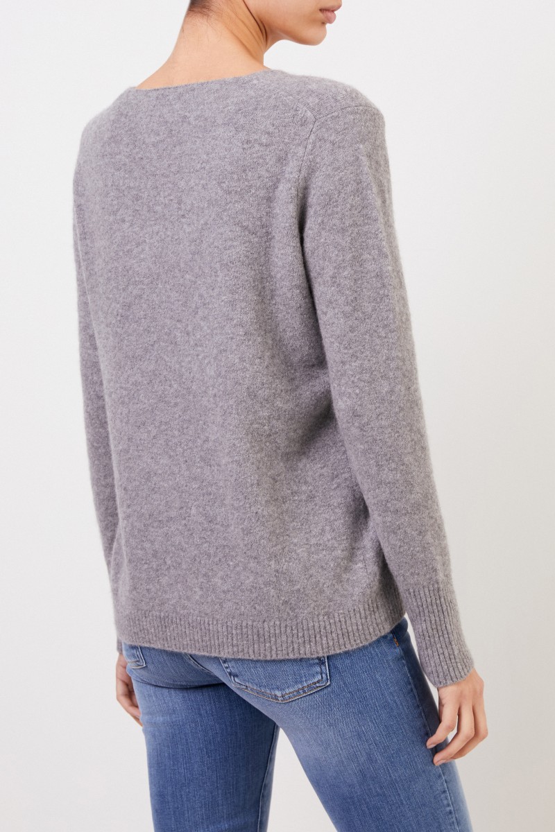 Allude Cashmere-Pullover mit V-Neck Grau