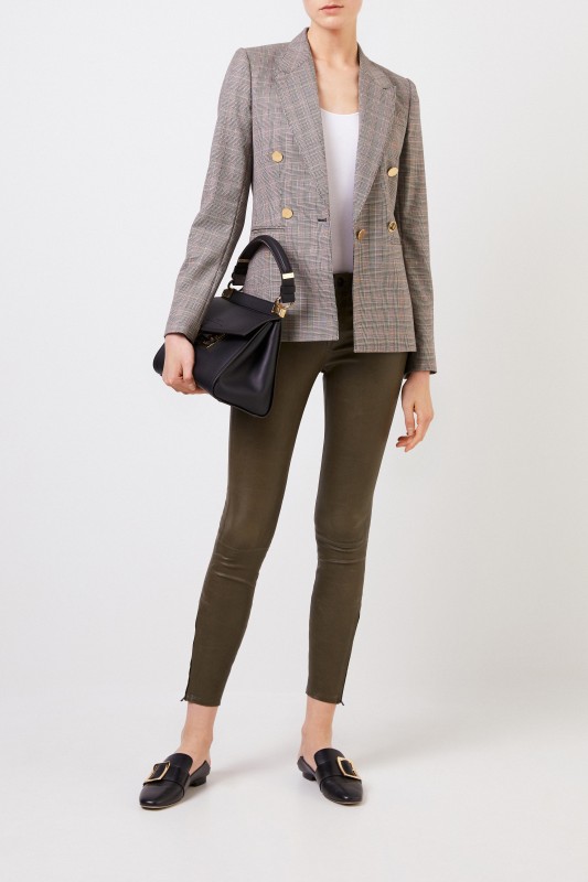 J Brand Lederhose mit Zipper-Details Khaki