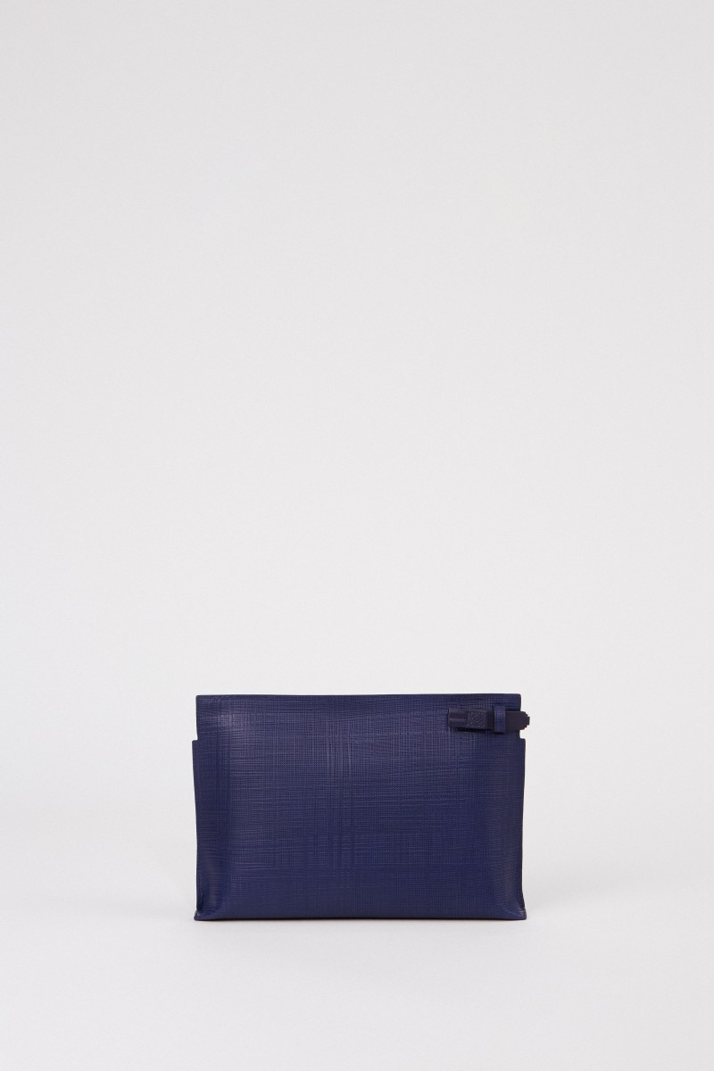 Strukturierte Clutch 'T Pouche Linen' Marineblau