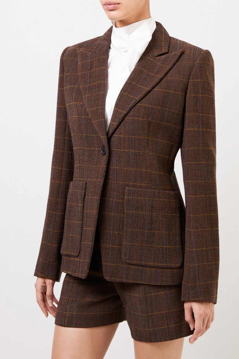 Woll-Blazer mit Kaormuster Braun/Multi