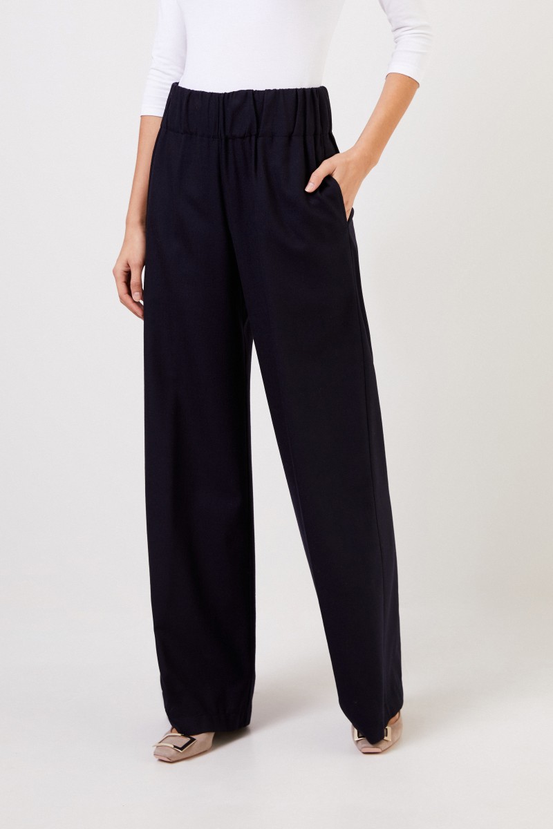 Aspesi Woll-Hose mit weitem Bein Marineblau