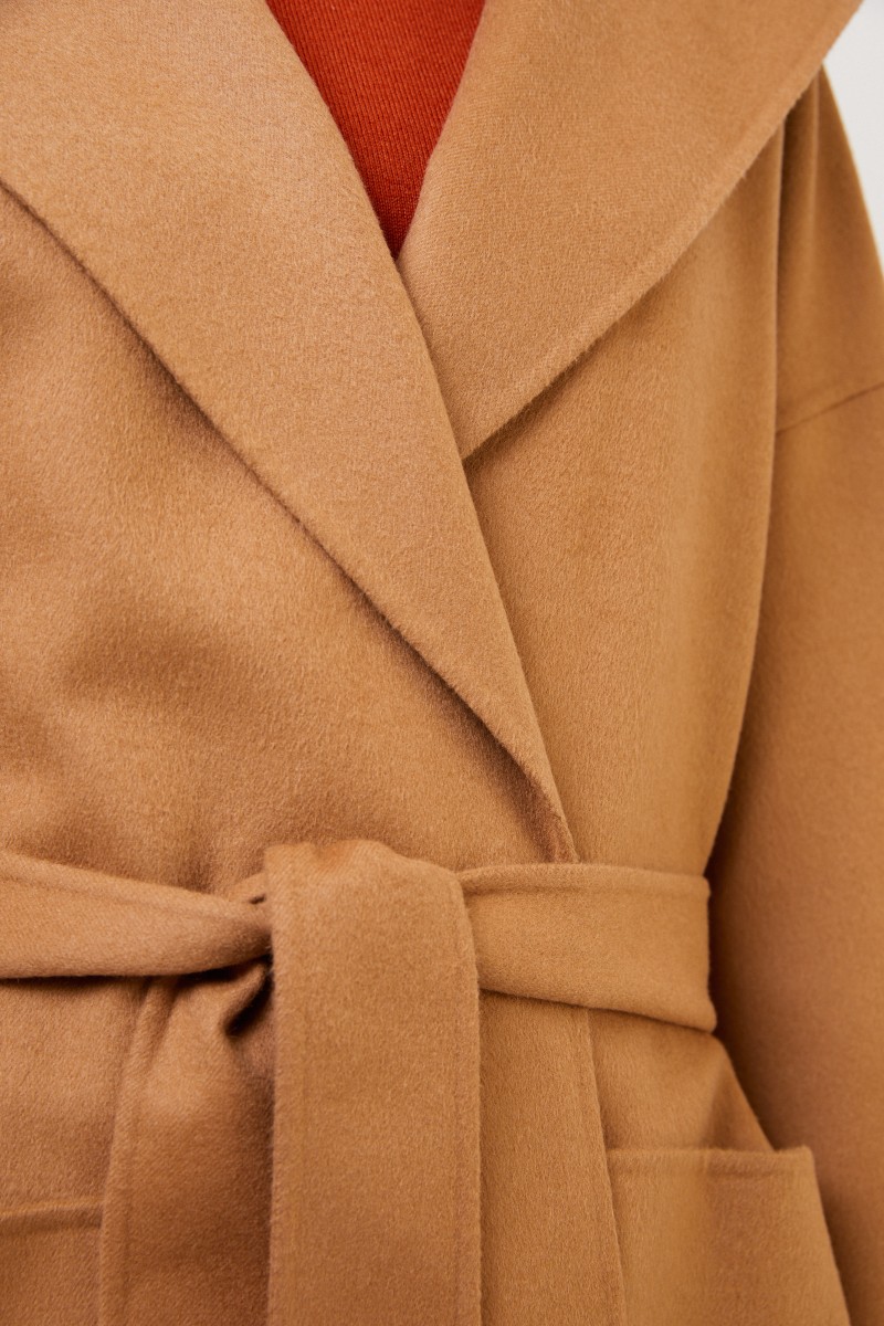 Loewe Woll-Cashmere-Mantel mit Kapuze Camel