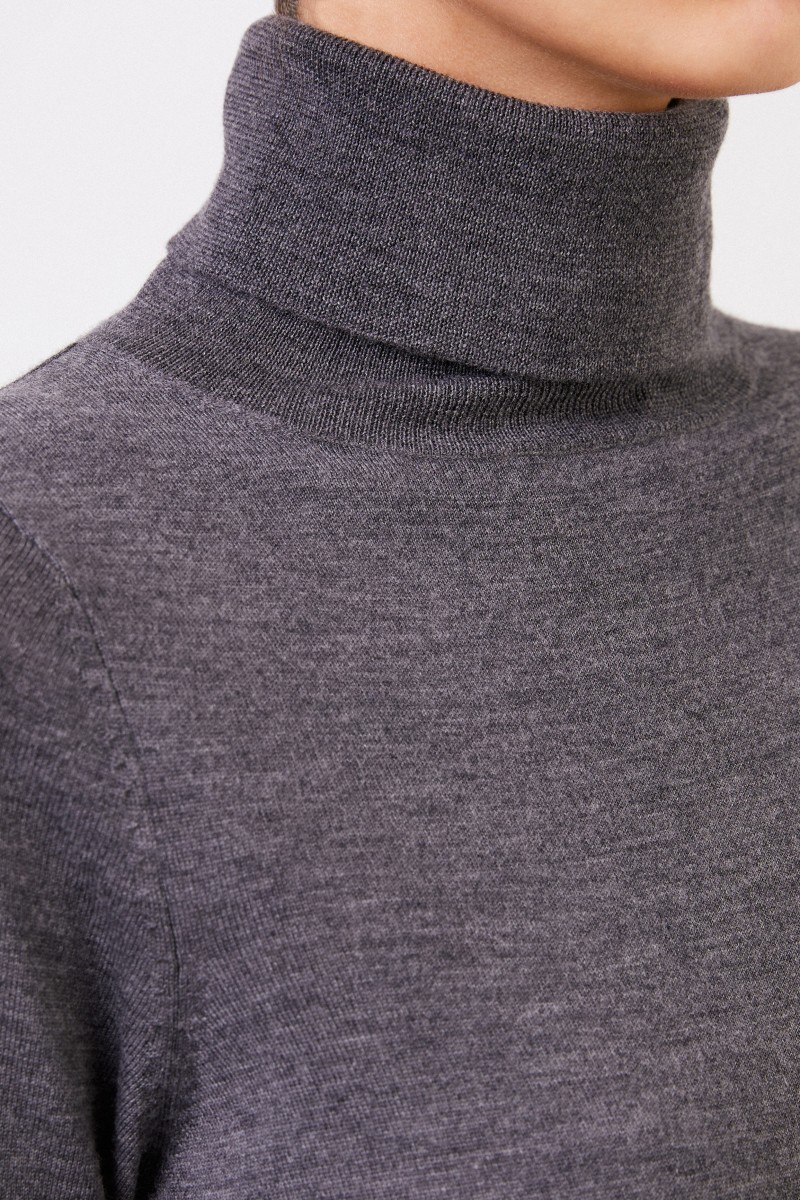 Allude Feiner Woll-Rollkragenpullover Anthrazit