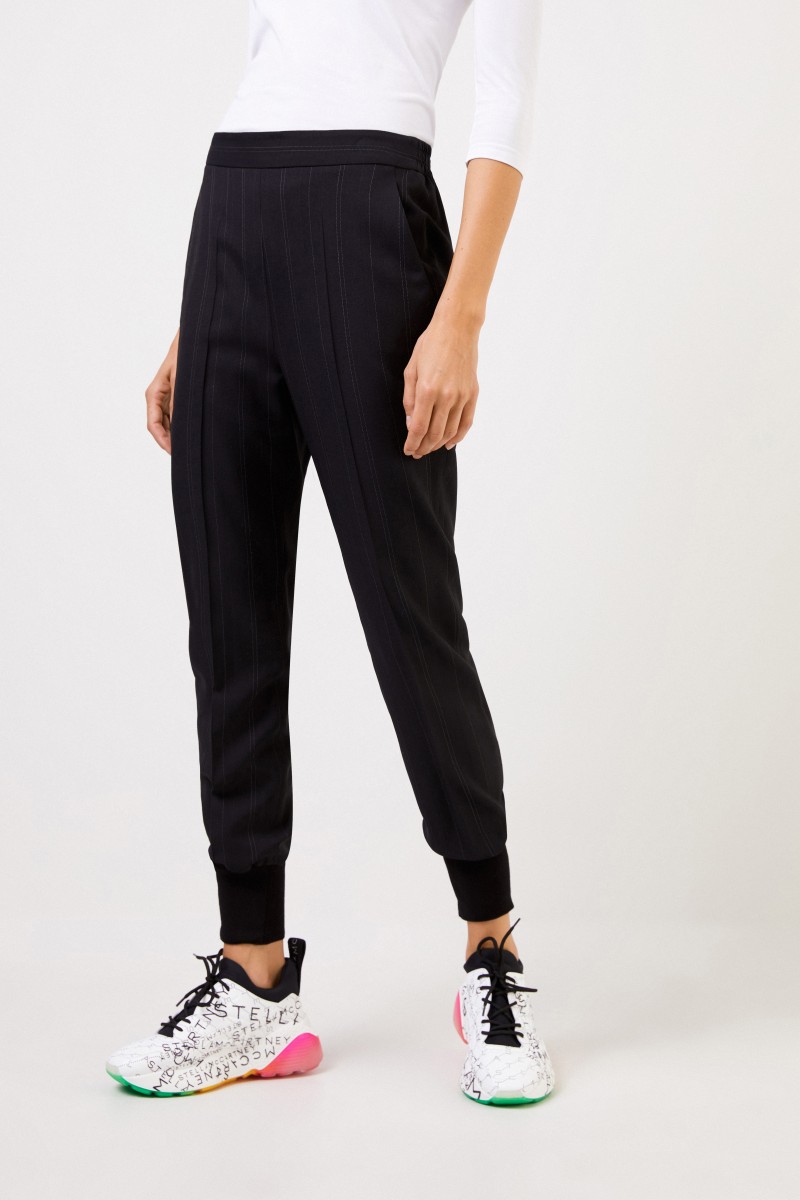 Stella McCartney Woll-Hose mit Streifendetails Schwarz