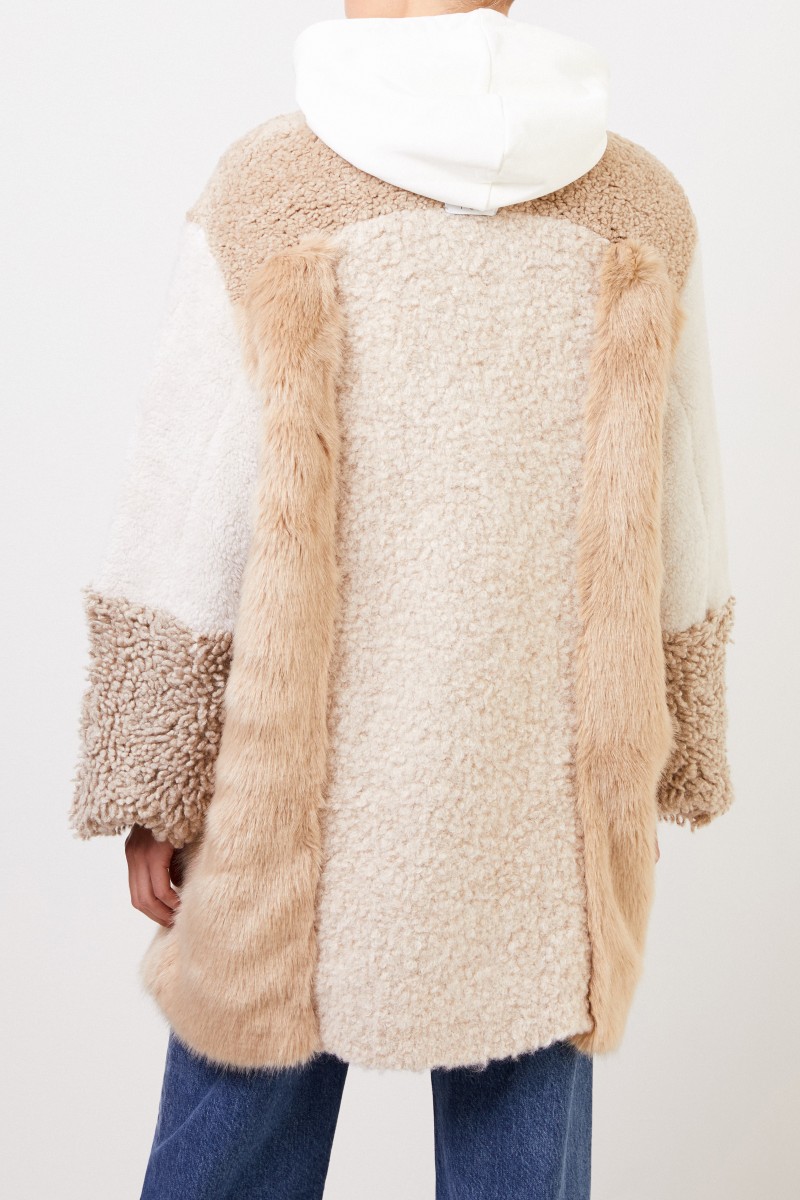 Faux Fur Mantel mit Detail Camel