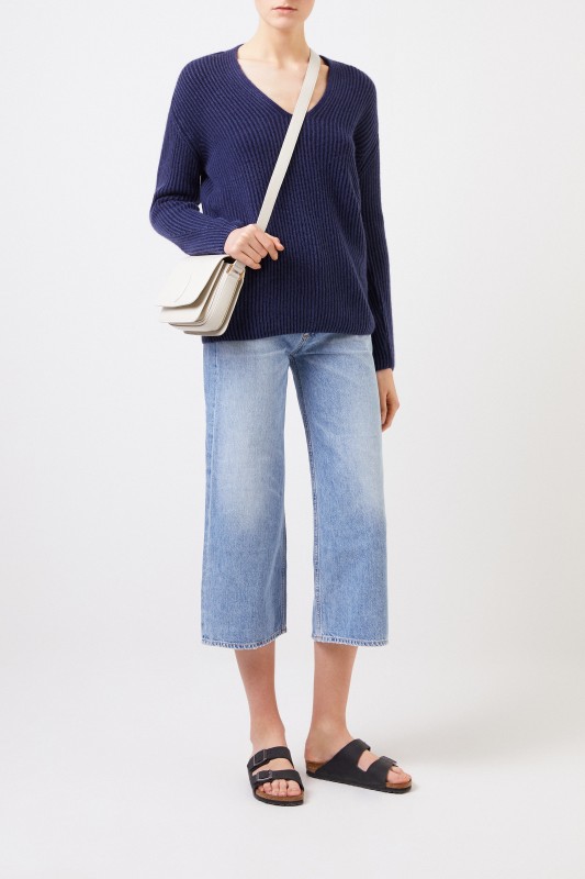 Iris von Arnim Cashmere-Pullover 'Fanchon' mit V-Neck Blau
