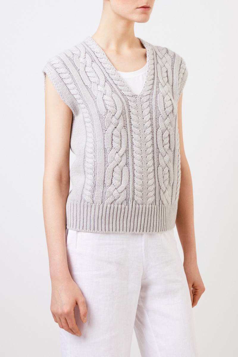 Iris von Arnim Cashmere-Pullunder 'Fahda' Silber