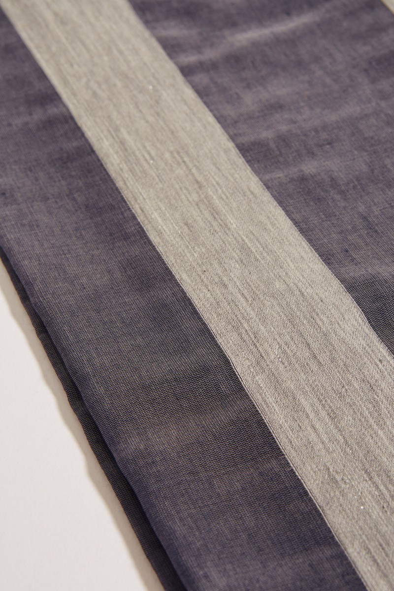 Seiden-Schal mit Sreifen Blau/Grau