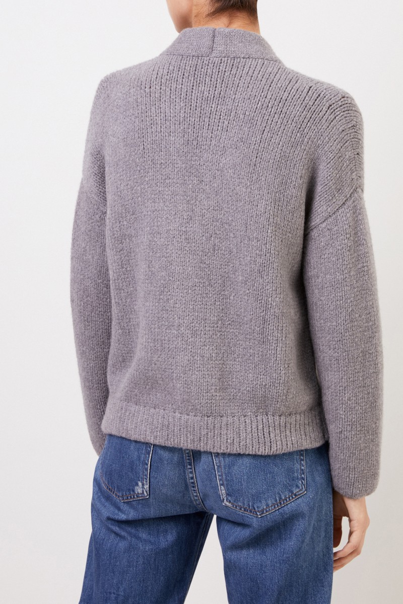 Kurzer Woll-Cardigan Grau