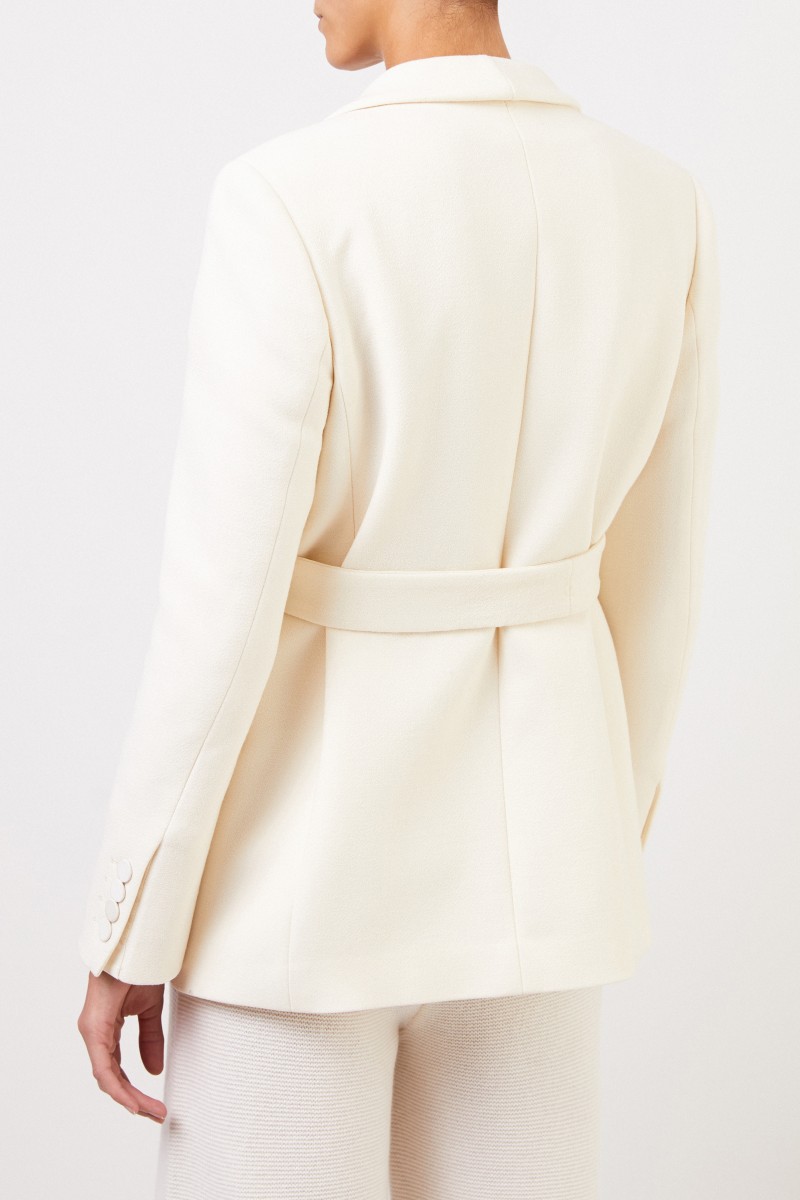Blazé Milano Woll-Seiden-Blazer 'Essential Resolute' mit Gürtel Crème