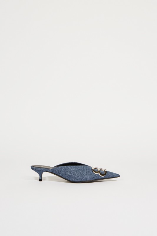 Pantolette mit Kitten-Absatz Blau