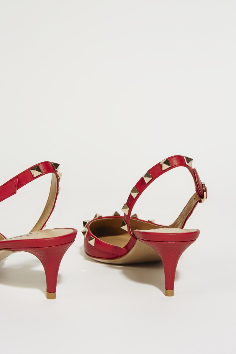 Slingback mit Nietendetails Rot