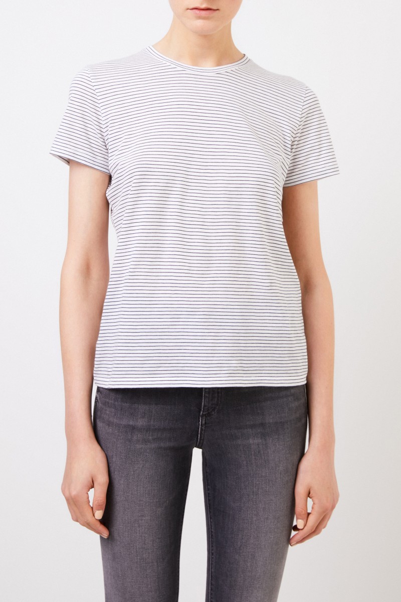 Vince Gestreiftes T-Shirt Weiß/Blau