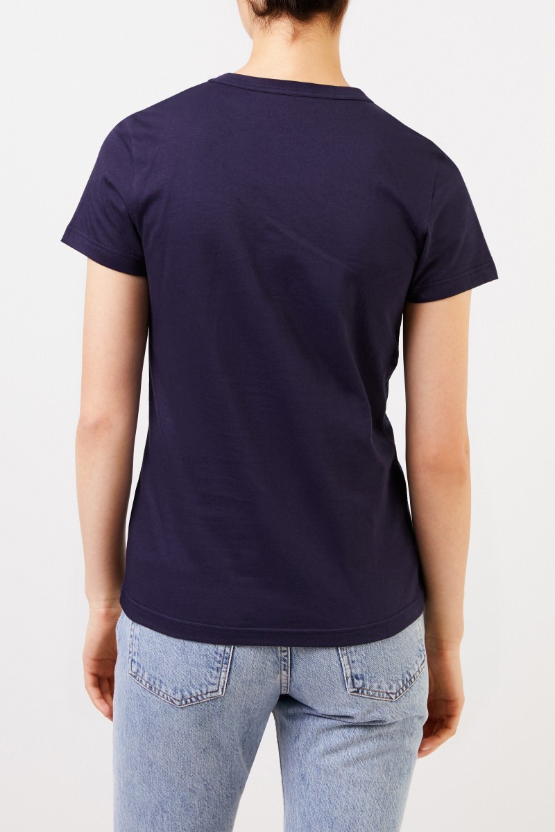 Moncler Baumwoll-Shirt mit Logo Marineblau