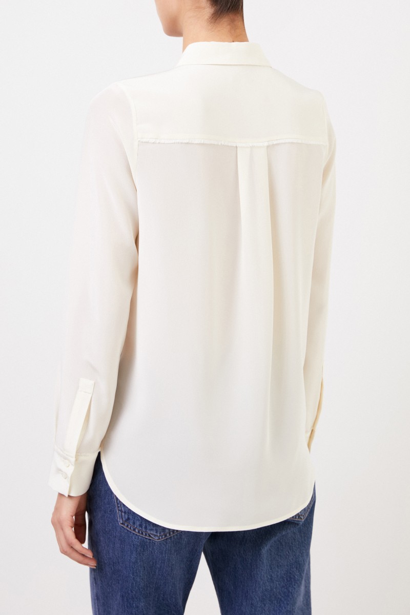 Iris von Arnim Seidenbluse 'Marysund' mit Fransedetails Ecru