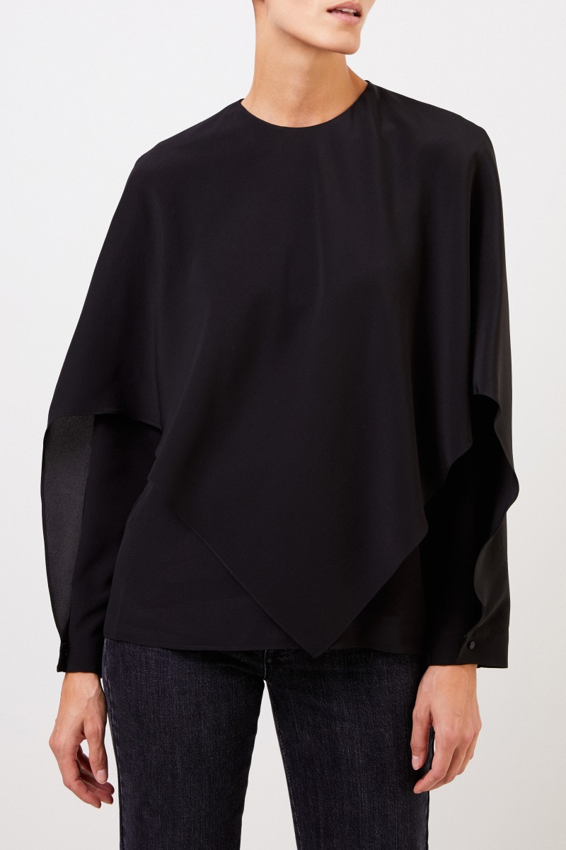 Stella McCartney Zweilagige Seidenbluse Schwarz