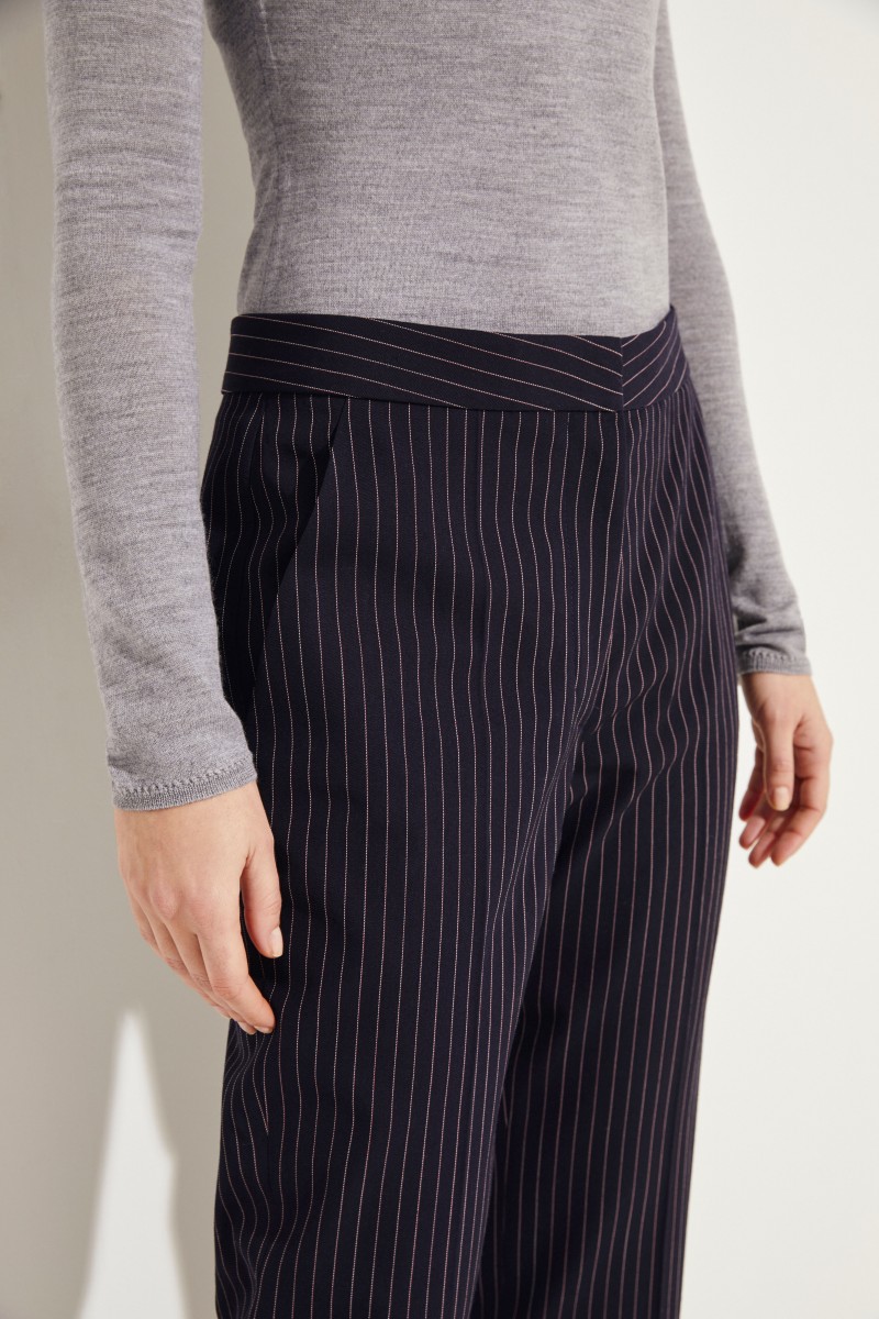 Wool pants with pinstripe Blue