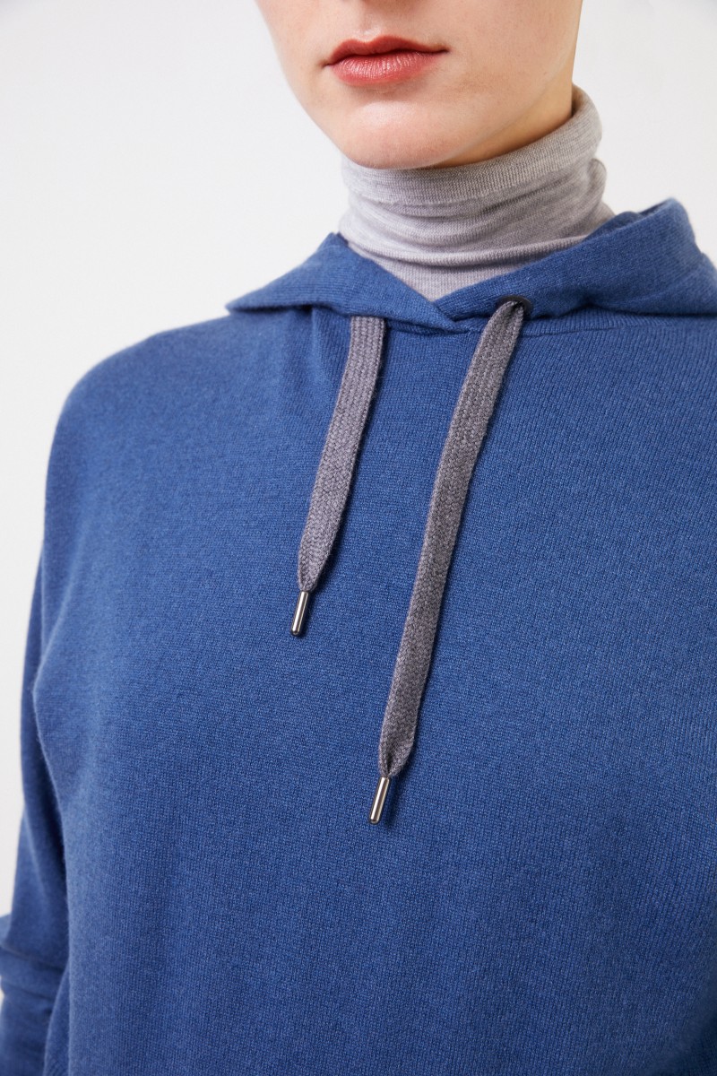 Brunello Cucinelli Cashmere-Hoodie mit Kapuze Blau