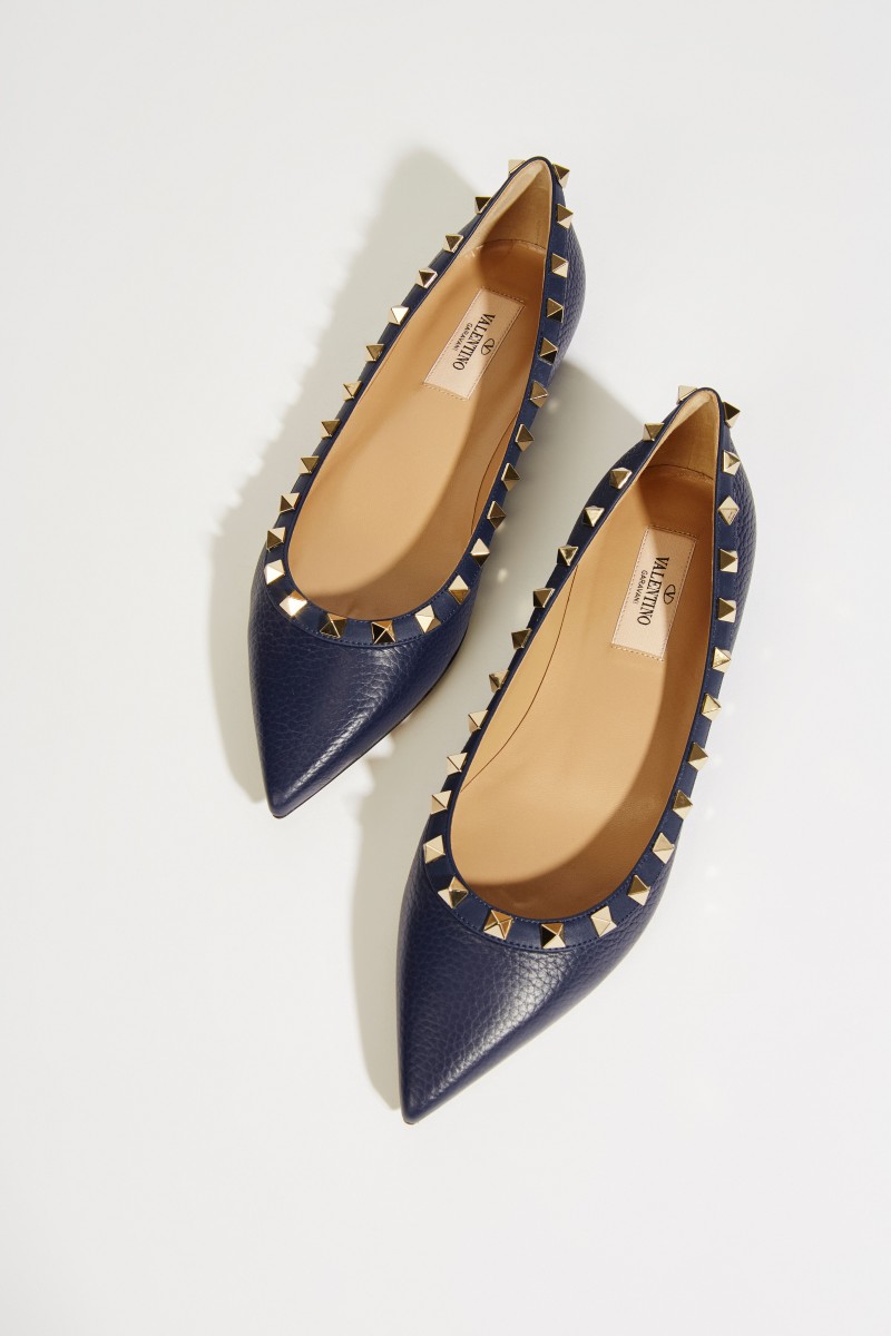 Nietenbesetzte Flats 'Rockstud' Marineblau