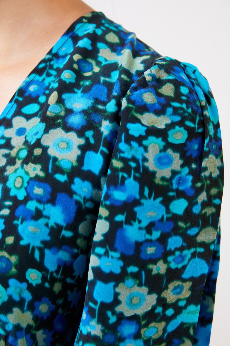 Ganni Seiden-Wickelkleid mit floralem Print Multi