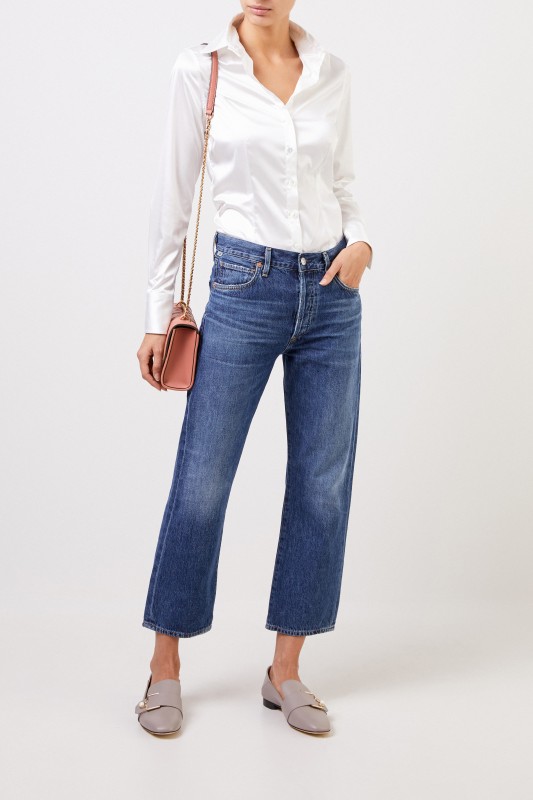 Robert Friedman Bluse 'Jonies' mit leichtem Glanz Cremeweiß