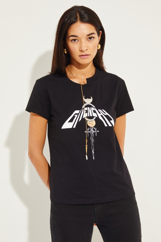 T-Shirt mit Kettendetail Schwarz/Multi