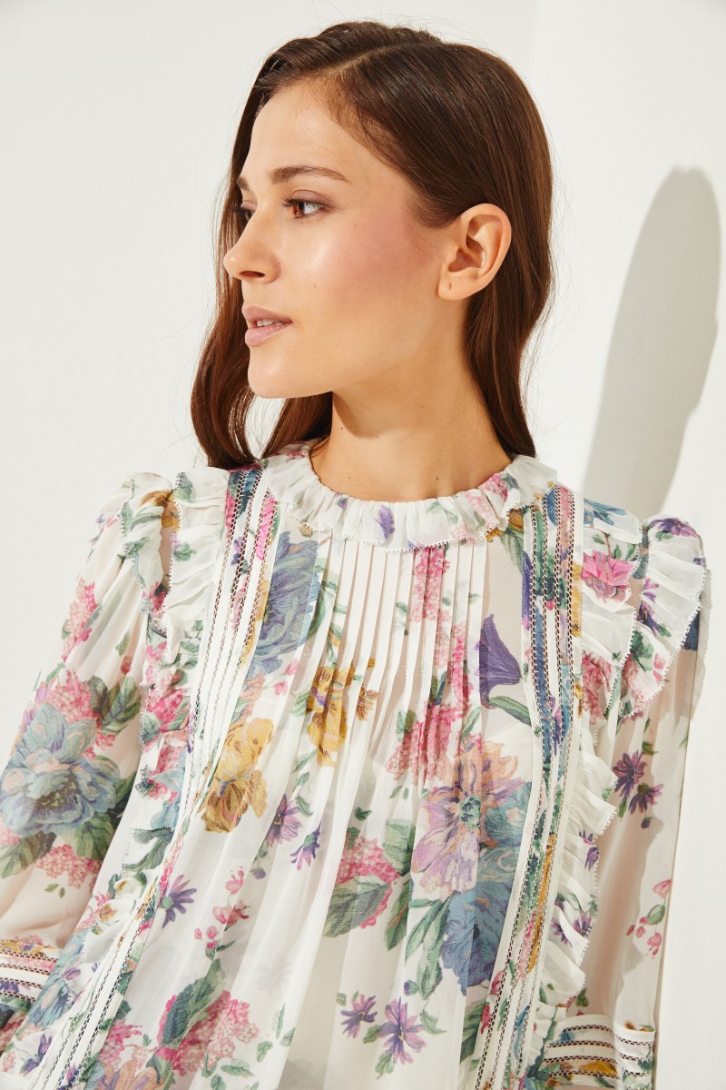 Zweiteilige Bluse mit Print Multi