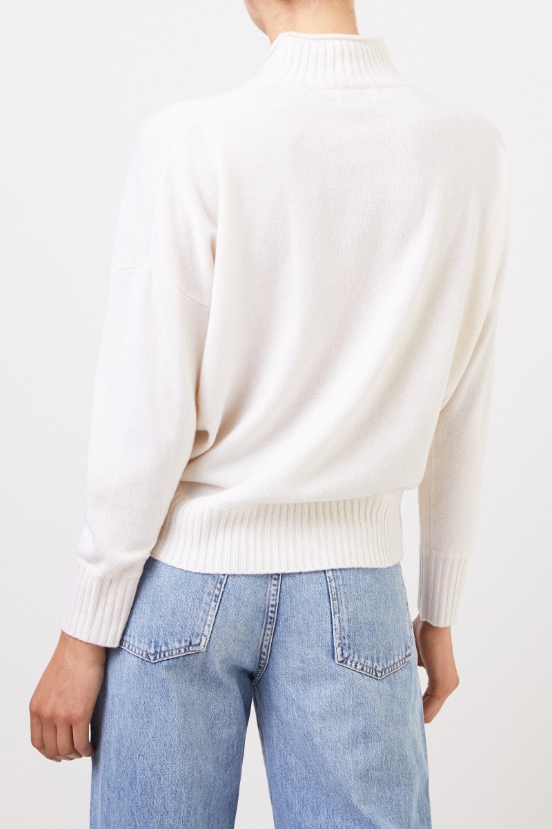 Woll-Cashmere-Pullover mit Turtleneck Weiß