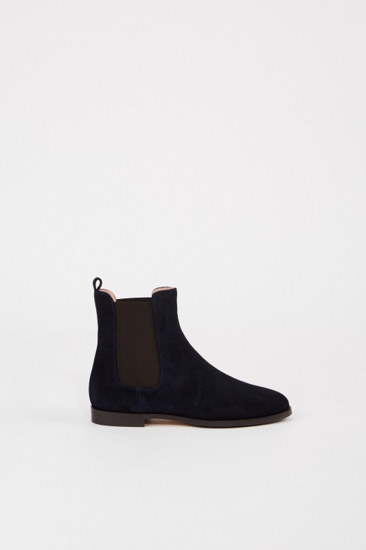 Unützer Veloursleder-Chelsea-Boot Marineblau
